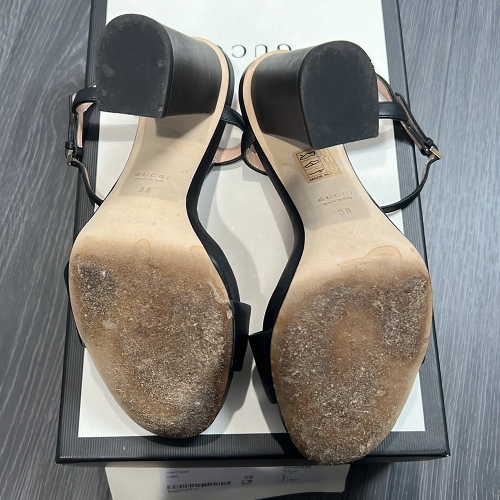 Gucci Horsbelt Black Leather 100mm Heels - Picture 3 of 4